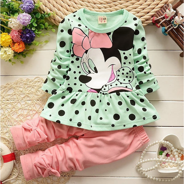 2pc Minnie/Mickey Long Sleeve T-shirt+Pants