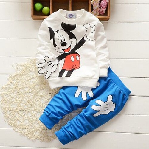 3pcs Mickey Minnie Printed Embroidery Long Sleeve Shirt+Hooded Coat+Pants