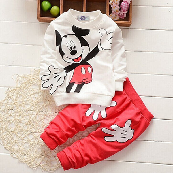 3pcs Mickey Minnie Printed Embroidery Long Sleeve Shirt+Hooded Coat+Pants