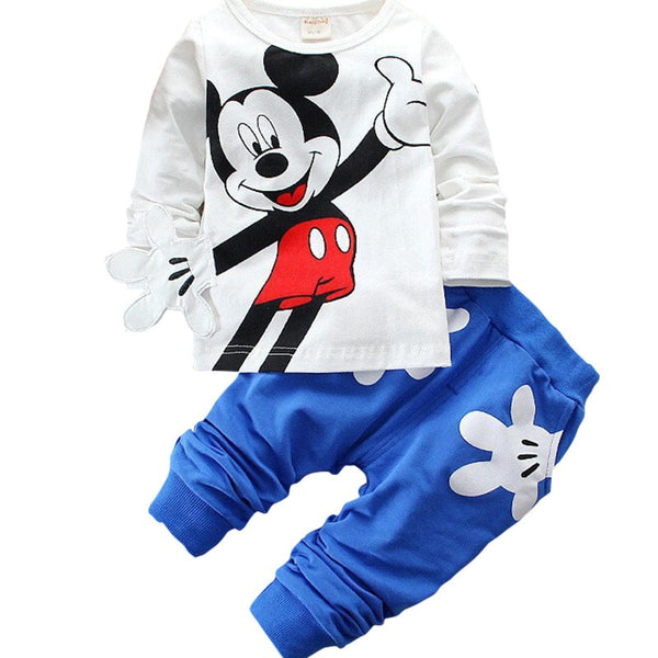 3pcs Mickey Minnie Printed Embroidery Long Sleeve Shirt+Hooded Coat+Pants