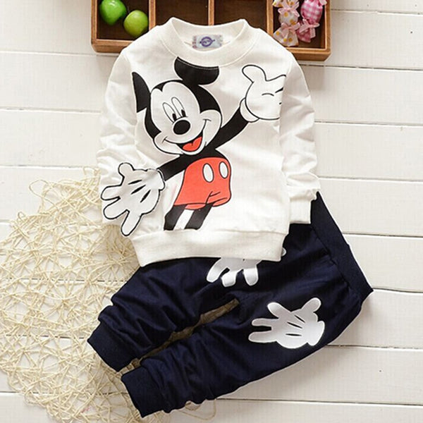 3pcs Mickey Minnie Printed Embroidery Long Sleeve Shirt+Hooded Coat+Pants