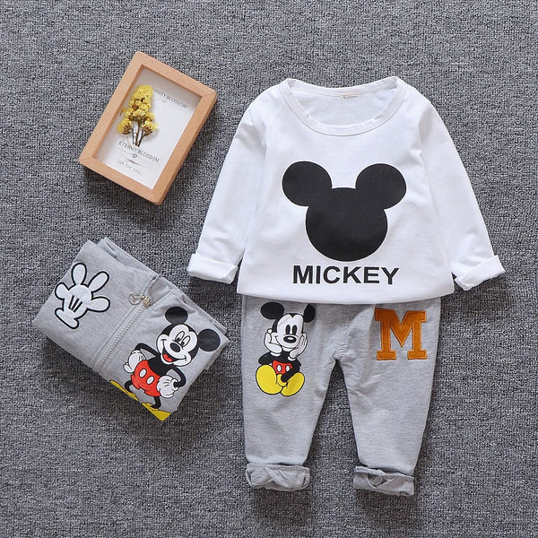 3pcs Mickey Minnie Printed Embroidery Long Sleeve Shirt+Hooded Coat+Pants